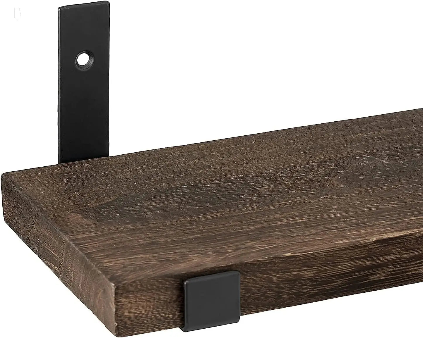 Rustic Wood Floating Shelves Wall Mounted Shelving Set of 2 Decorative Wall Storage Shelves with Lip Brackets for Bedroom, Living Room, Bathroom, Kitchen, Hallway, Office BloomIris