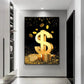Abstract Dollar Painting Gold Coin Money Canvas Art Wall Poster BloomIris