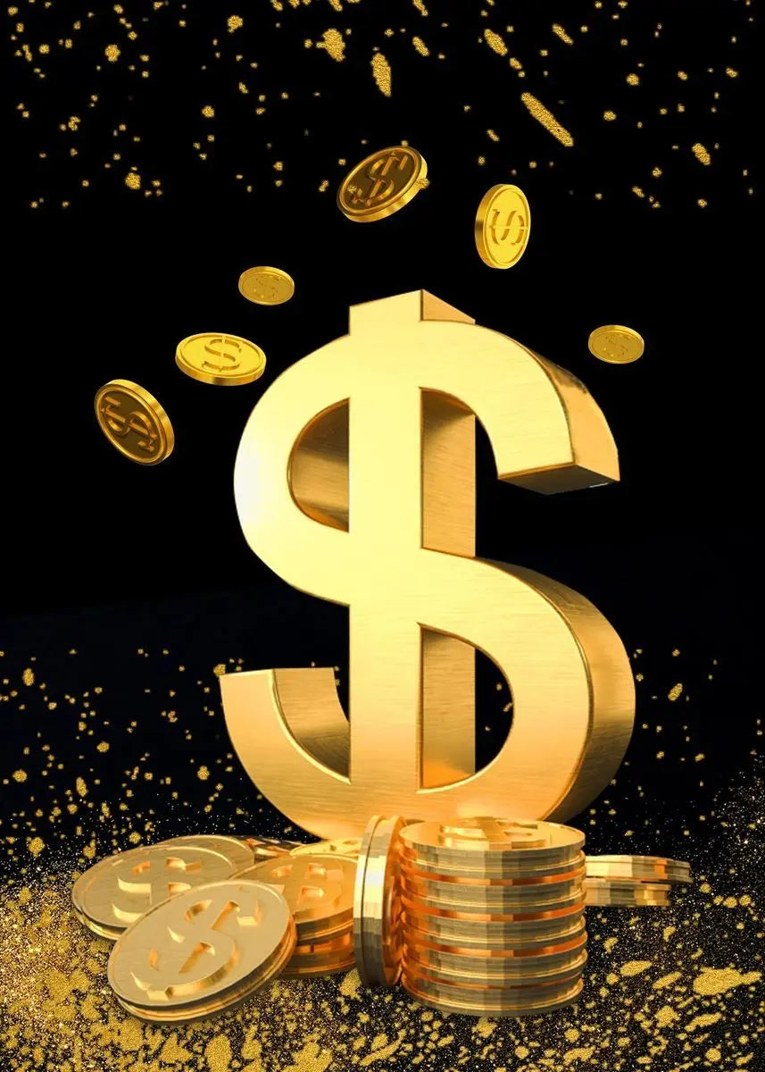 Abstract Dollar Painting Gold Coin Money Canvas Art Wall Poster BloomIris