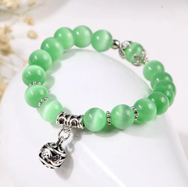 Natural opal beads bracelets crystal fashion women bracelet vintage stainless steel braceletes for women BloomIris