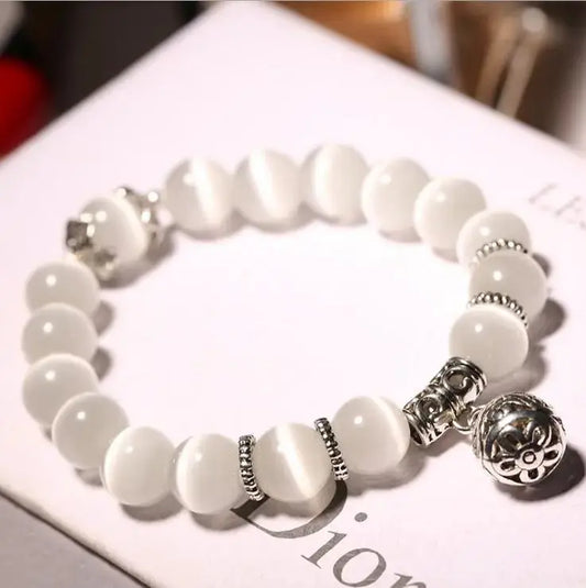 Natural opal beads bracelets crystal fashion women bracelet vintage stainless steel braceletes for women BloomIris