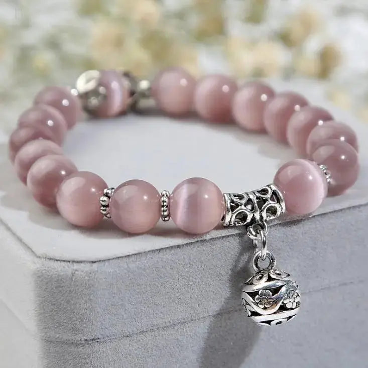 Natural opal beads bracelets crystal fashion women bracelet vintage stainless steel braceletes for women BloomIris