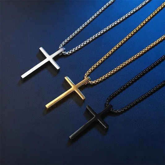 Smooth Simple Titanium Cross Pendant Male And Female Personality Necklace BloomIris