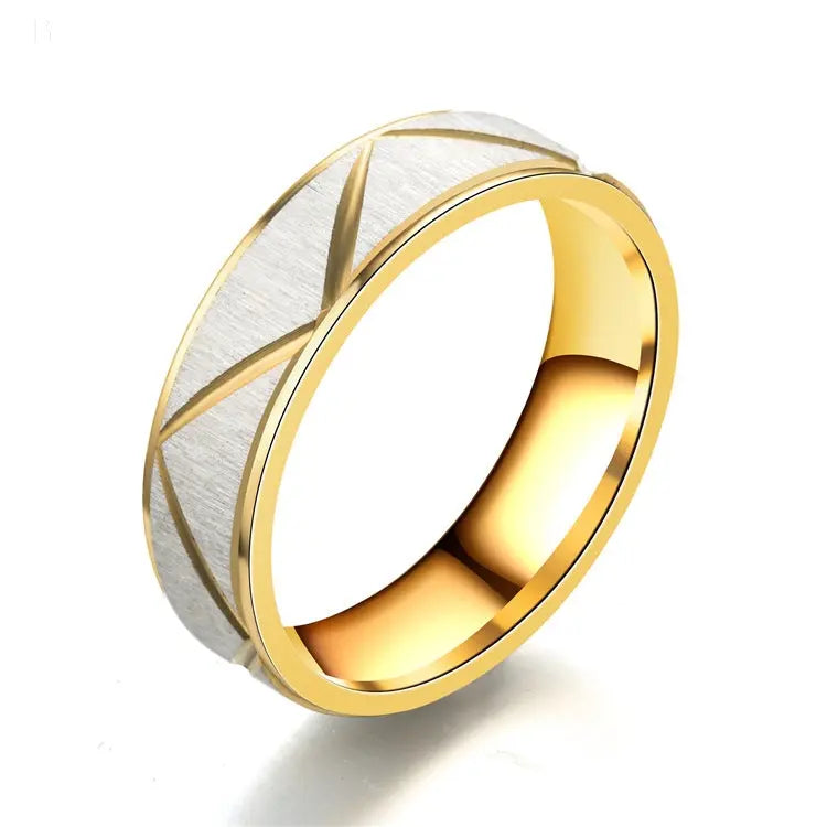 Titanium steel couple ring 24K gold stainless steel ring BloomIris