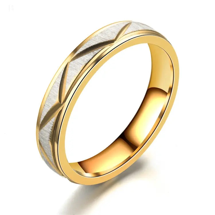 Titanium steel couple ring 24K gold stainless steel ring BloomIris