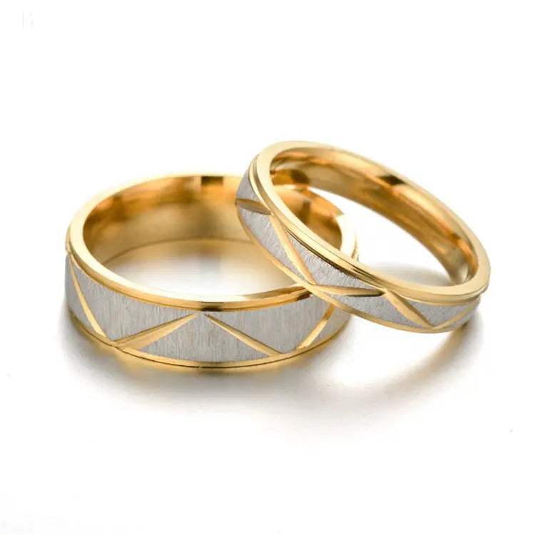Titanium steel couple ring 24K gold stainless steel ring BloomIris