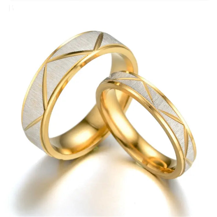 Titanium steel couple ring 24K gold stainless steel ring BloomIris