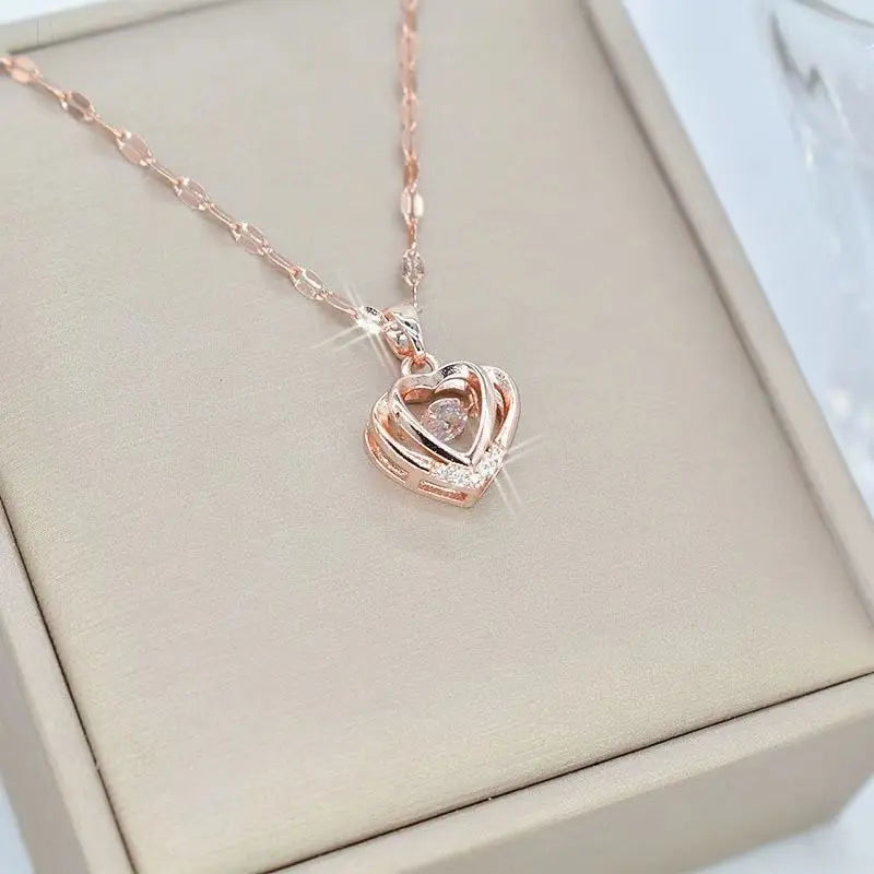 Valentines Day Gift Perfume Bottle Pendant Titanium Steel Necklace Korean Trend Zircon Luxury Female Necklace Charm Jewelry Gift Fashion Jewelry Woman BloomIris