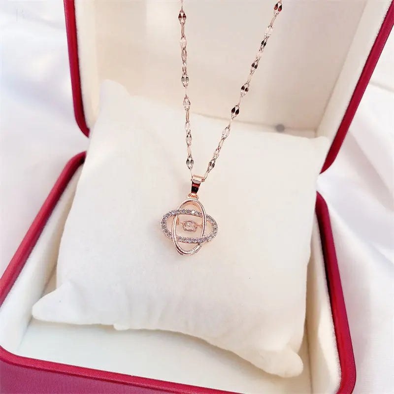 Valentines Day Gift Perfume Bottle Pendant Titanium Steel Necklace Korean Trend Zircon Luxury Female Necklace Charm Jewelry Gift Fashion Jewelry Woman BloomIris