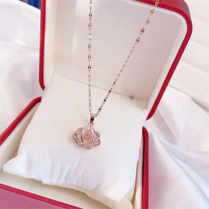 Valentines Day Gift Perfume Bottle Pendant Titanium Steel Necklace Korean Trend Zircon Luxury Female Necklace Charm Jewelry Gift Fashion Jewelry Woman BloomIris