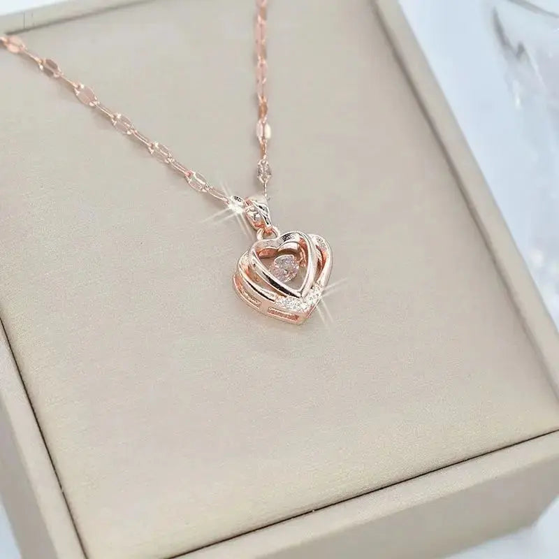 Valentines Day Gift Perfume Bottle Pendant Titanium Steel Necklace Korean Trend Zircon Luxury Female Necklace Charm Jewelry Gift Fashion Jewelry Woman BloomIris