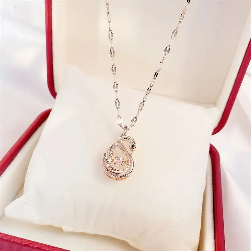 Valentines Day Gift Perfume Bottle Pendant Titanium Steel Necklace Korean Trend Zircon Luxury Female Necklace Charm Jewelry Gift Fashion Jewelry Woman BloomIris