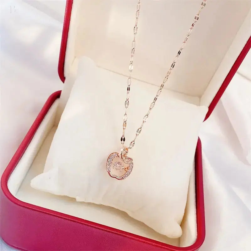 Valentines Day Gift Perfume Bottle Pendant Titanium Steel Necklace Korean Trend Zircon Luxury Female Necklace Charm Jewelry Gift Fashion Jewelry Woman BloomIris
