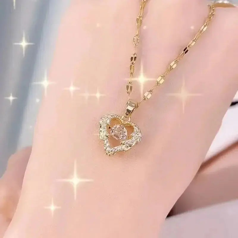 Valentines Day Gift Perfume Bottle Pendant Titanium Steel Necklace Korean Trend Zircon Luxury Female Necklace Charm Jewelry Gift Fashion Jewelry Woman BloomIris
