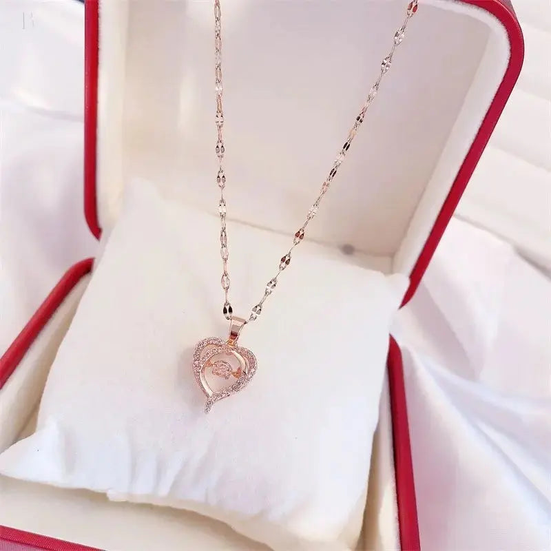 Valentines Day Gift Perfume Bottle Pendant Titanium Steel Necklace Korean Trend Zircon Luxury Female Necklace Charm Jewelry Gift Fashion Jewelry Woman BloomIris