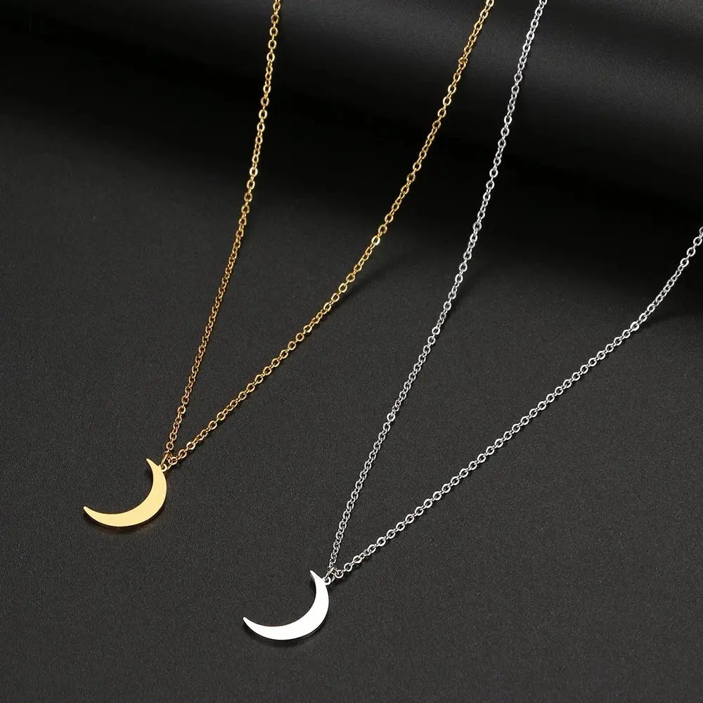 Women's Fashion Simple Stainless Steel Moon Pendant Necklace BloomIris