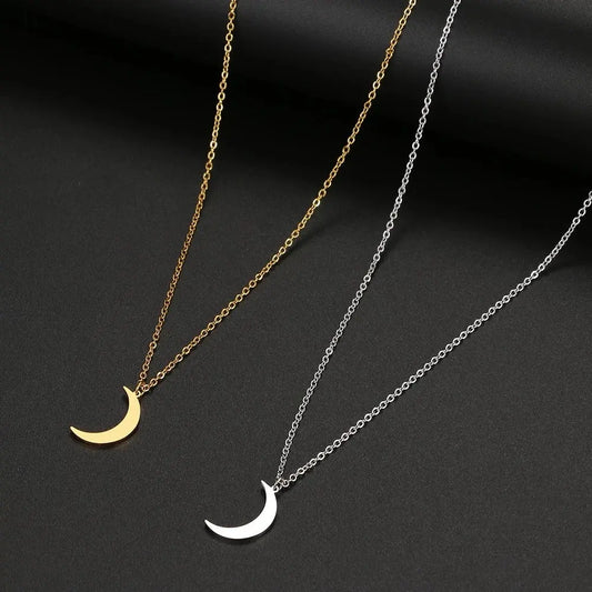 Women's Fashion Simple Stainless Steel Moon Pendant Necklace BloomIris