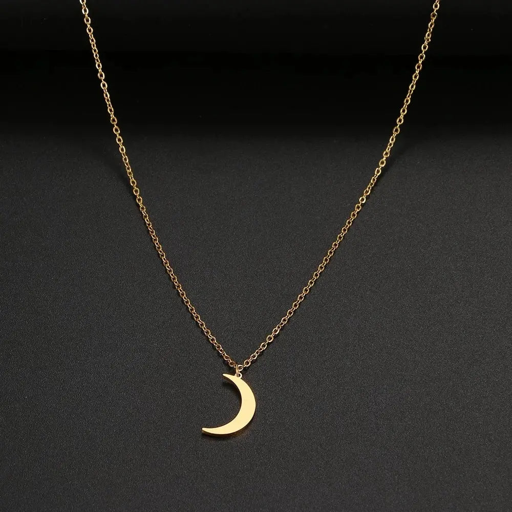 Women's Fashion Simple Stainless Steel Moon Pendant Necklace BloomIris