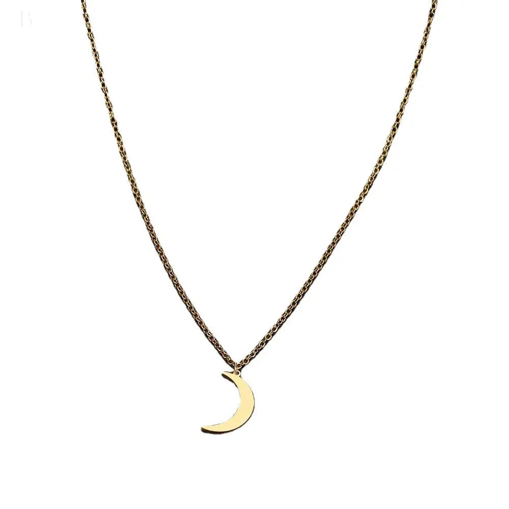 Women's Fashion Simple Stainless Steel Moon Pendant Necklace BloomIris