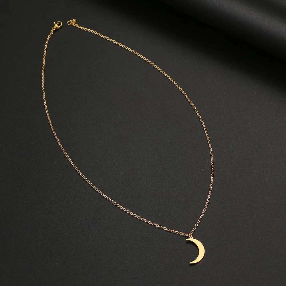 Women's Fashion Simple Stainless Steel Moon Pendant Necklace BloomIris