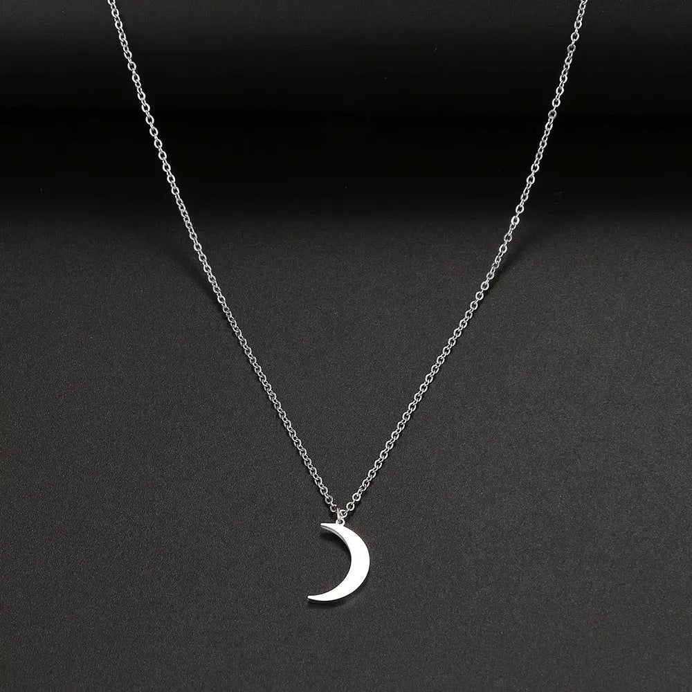 Women's Fashion Simple Stainless Steel Moon Pendant Necklace BloomIris