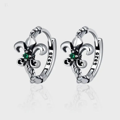 925 Sterling Silver Vintage Personality Iris Emerald Zircon Earrings BloomIris