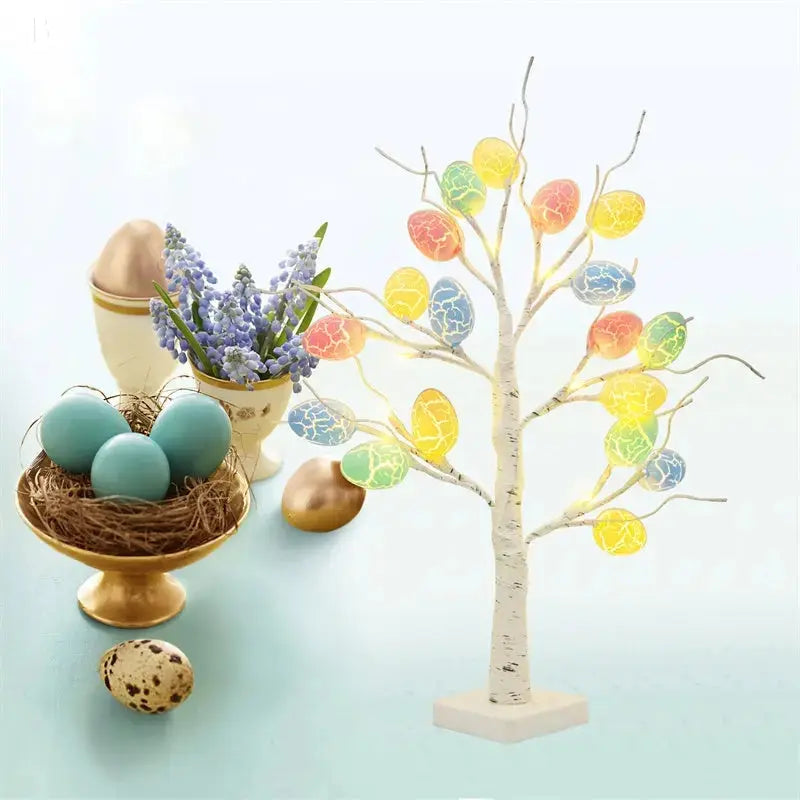 Easter Decoration 60cm Birch Tree Home Easter Egg LED Light BloomIris