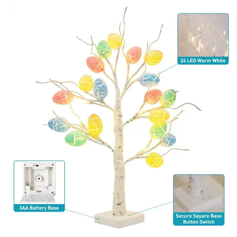 Easter Decoration 60cm Birch Tree Home Easter Egg LED Light BloomIris