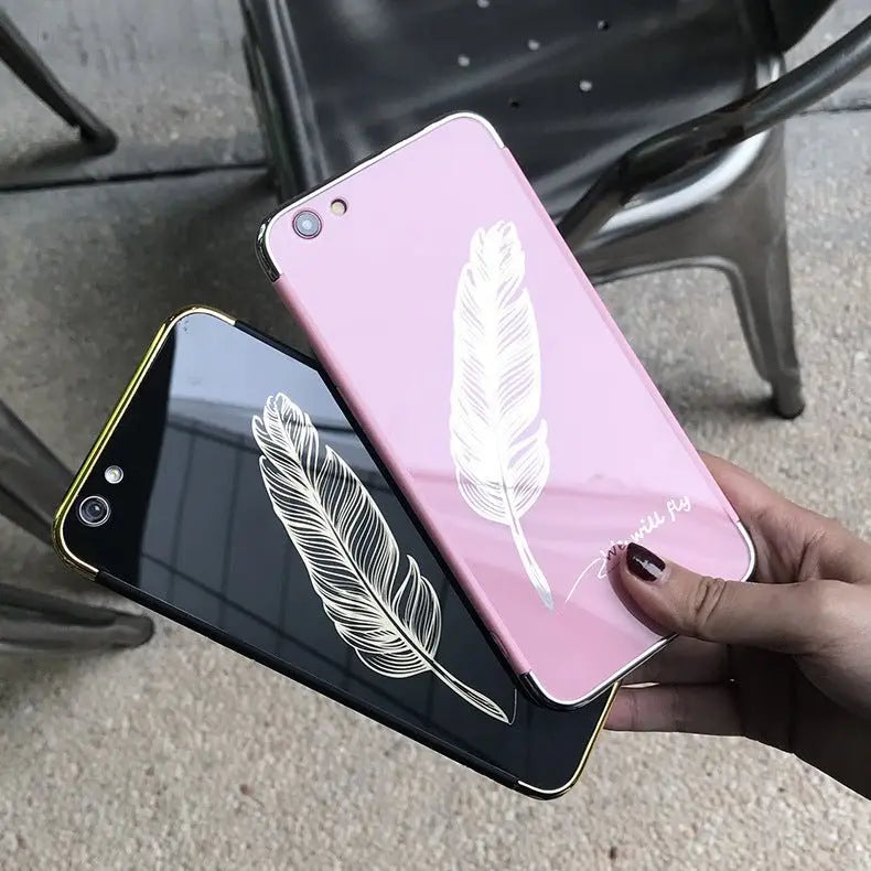 Feather mobile phone case mirror diamond case BloomIris