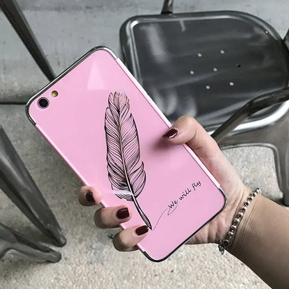 Feather mobile phone case mirror diamond case BloomIris