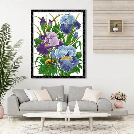 Iris flower pattern small embroidery painting BloomIris