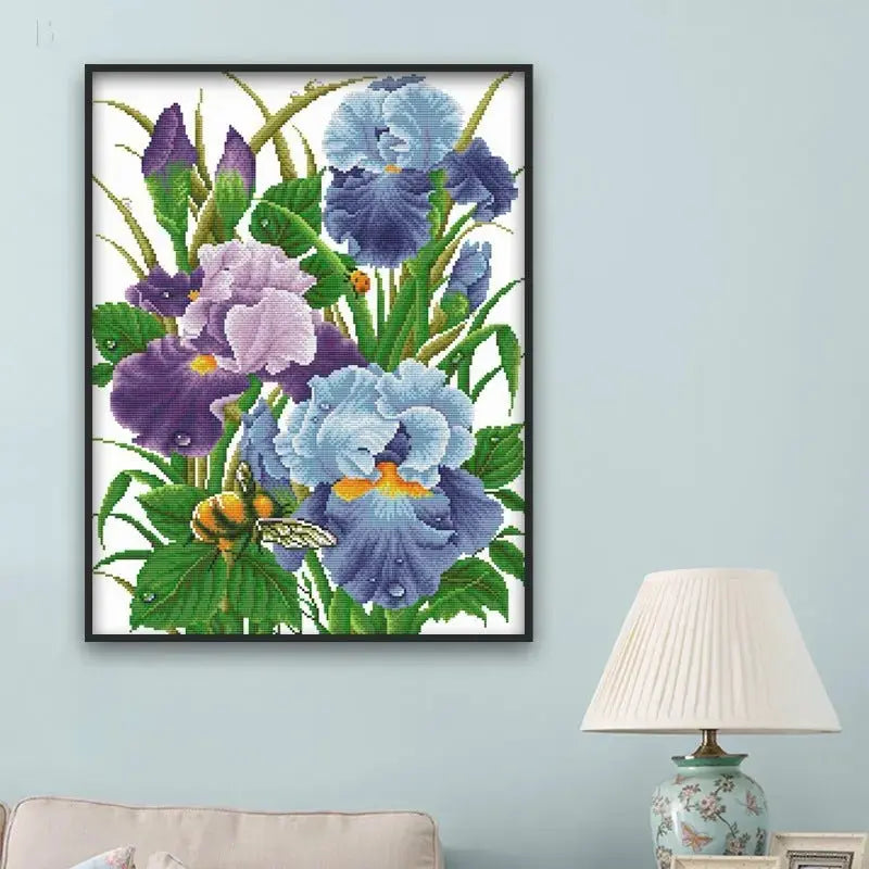 Iris flower pattern small embroidery painting BloomIris