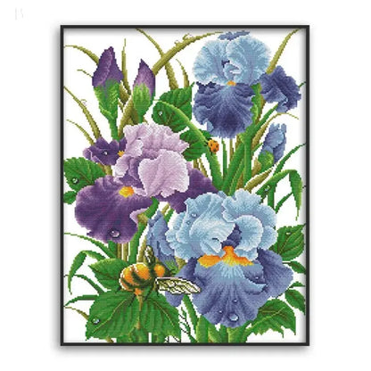 Iris flower pattern small embroidery painting BloomIris