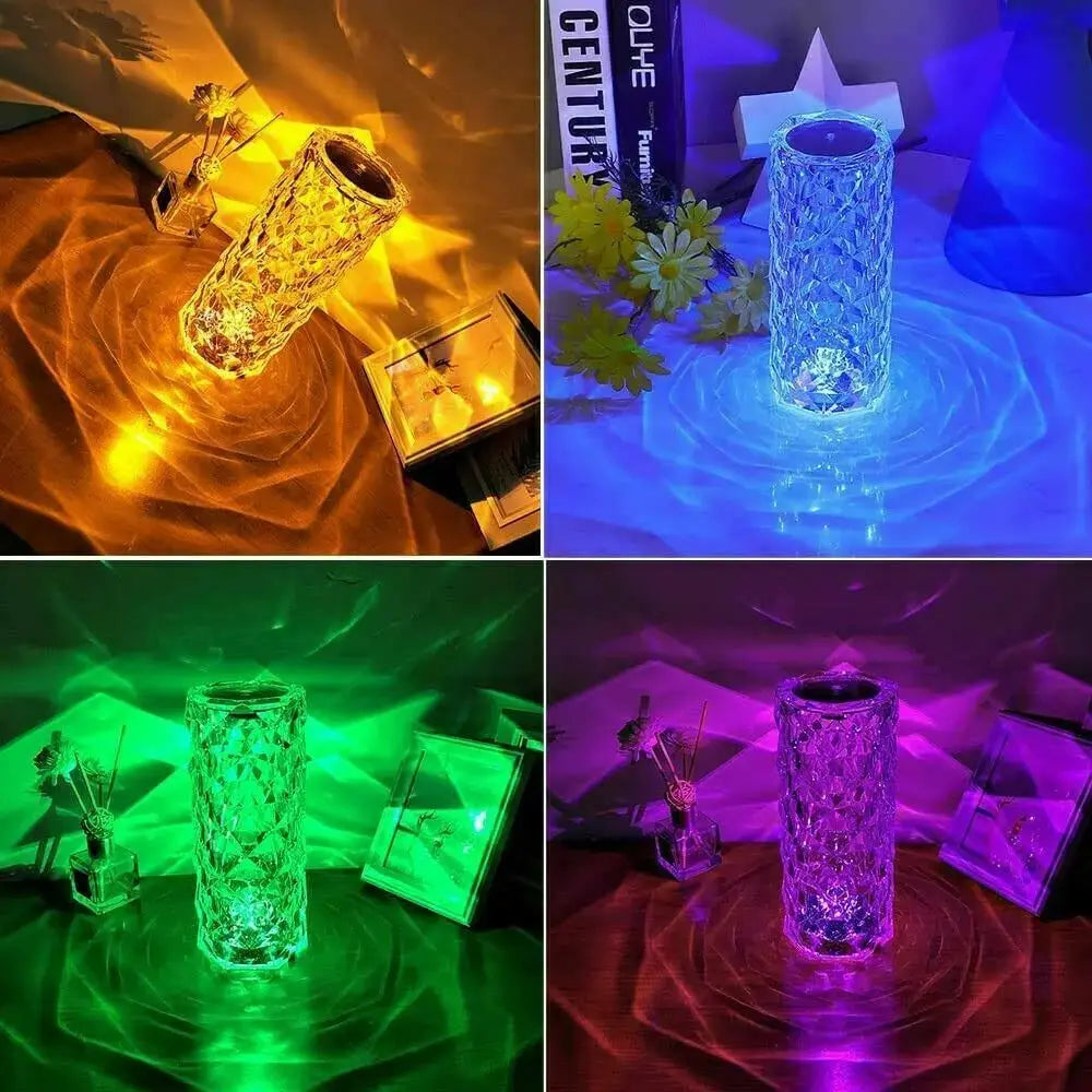 LED Light Indoor Crystal Table Lamp Diamond Rose Night Light Touch BloomIris