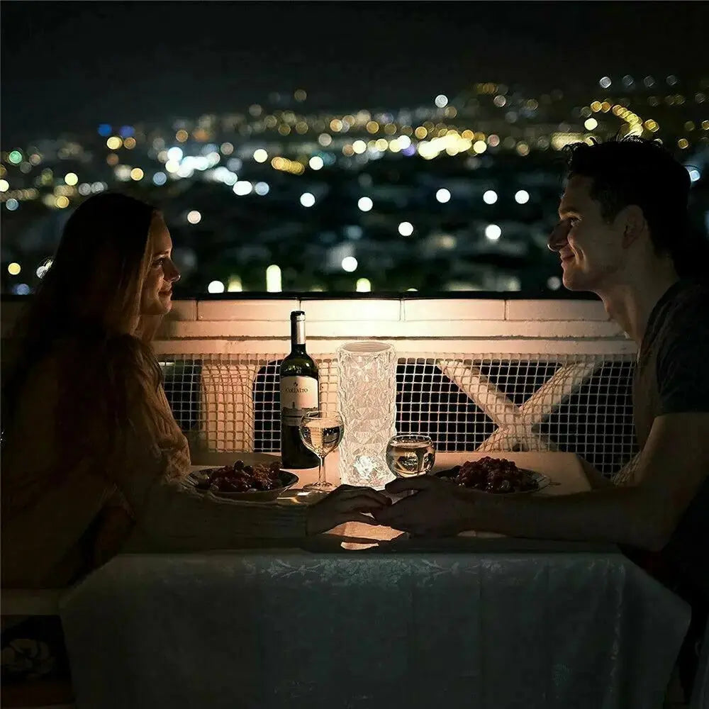 LED Light Indoor Crystal Table Lamp Diamond Rose Night Light Touch BloomIris