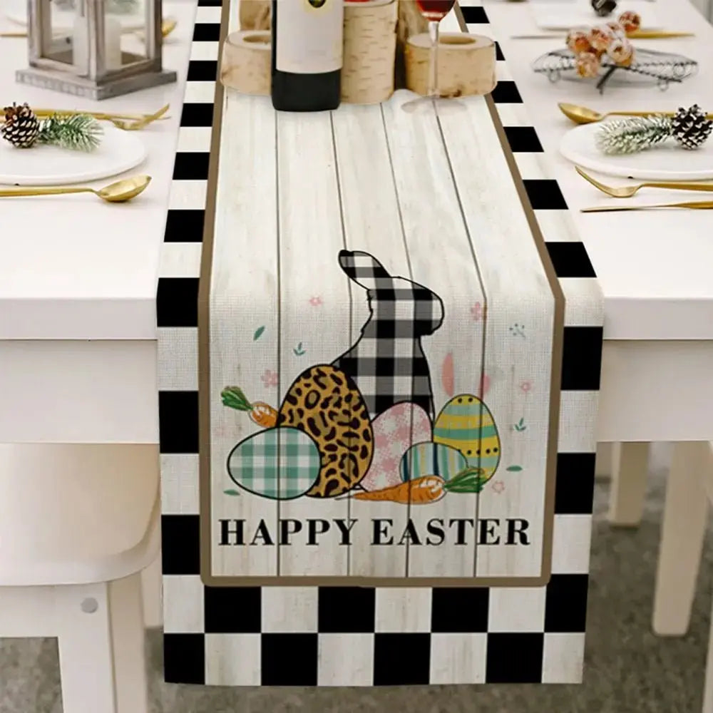 Light Luxury Wood Grain Bottom Easter Cotton And Linen Table Flag BloomIris