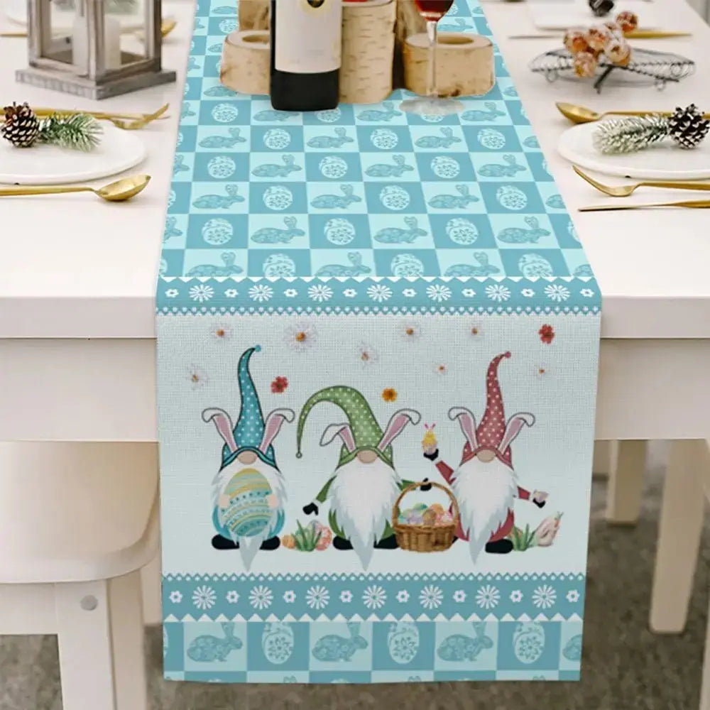 Light Luxury Wood Grain Bottom Easter Cotton And Linen Table Flag BloomIris