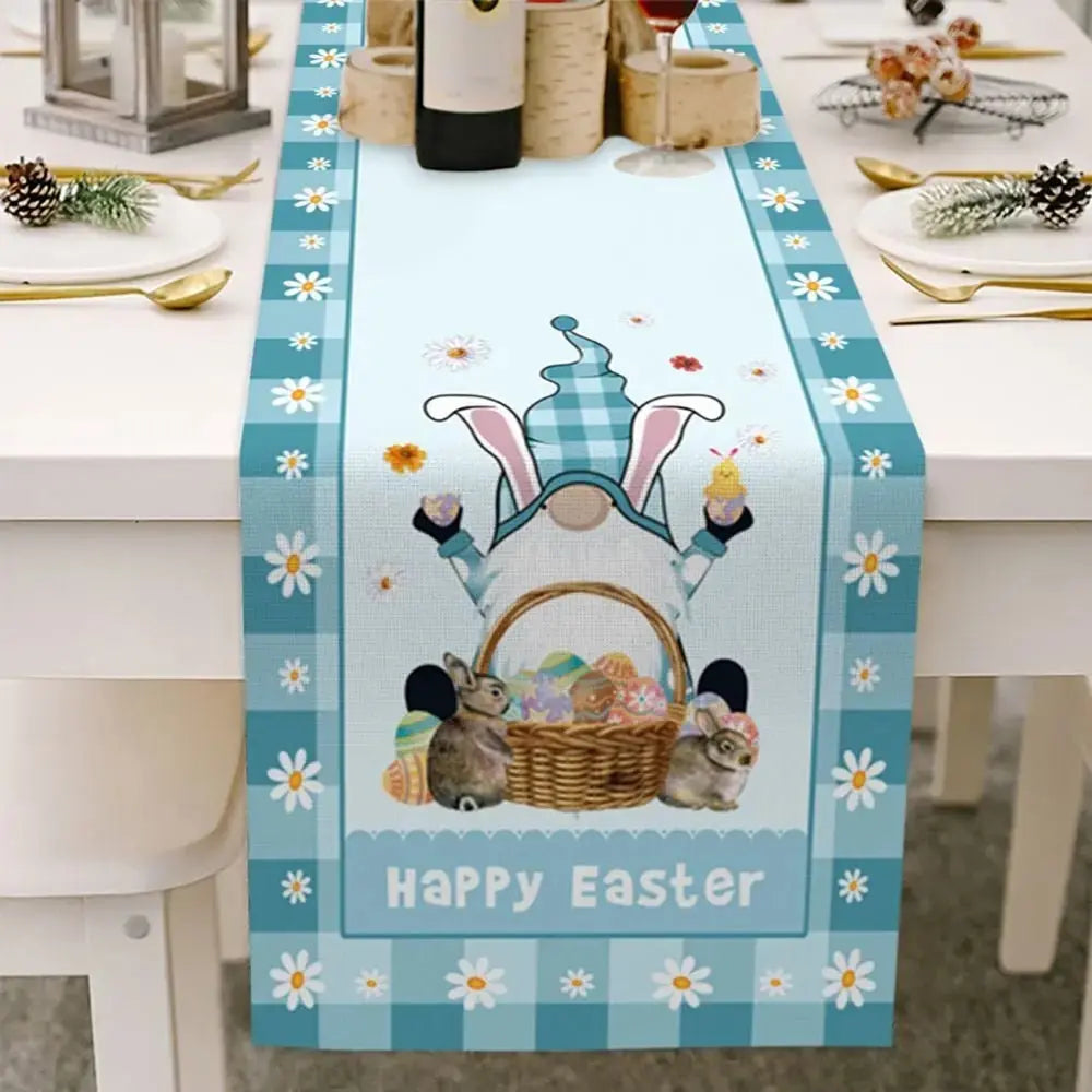 Light Luxury Wood Grain Bottom Easter Cotton And Linen Table Flag BloomIris