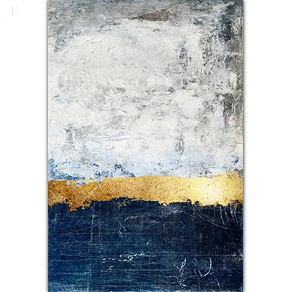 Luxury abstract hanging painting modern simple white gold block Hypersku