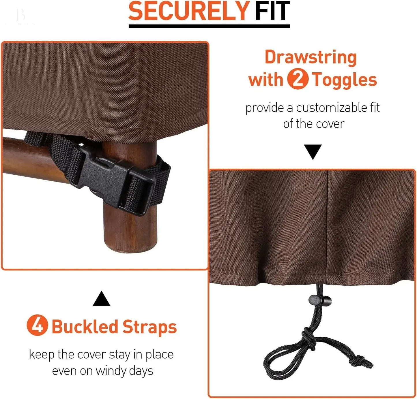 Outdoor Furniture Covers, 72 Inch Waterproof Patio Covers for Outdoor Furniture, Heavy Duty Medium round Patio Table Cover, All Weather Resistant Lawn Dining Table Covers, Beige & Brown BloomIris