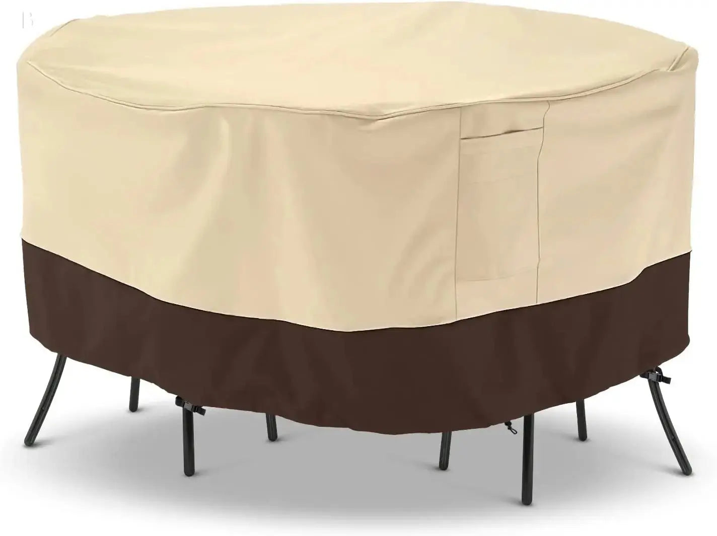 Outdoor Furniture Covers, 72 Inch Waterproof Patio Covers for Outdoor Furniture, Heavy Duty Medium round Patio Table Cover, All Weather Resistant Lawn Dining Table Covers, Beige & Brown BloomIris