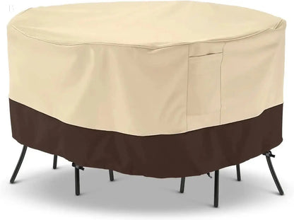 Outdoor Furniture Covers, 72 Inch Waterproof Patio Covers for Outdoor Furniture, Heavy Duty Medium round Patio Table Cover, All Weather Resistant Lawn Dining Table Covers, Beige & Brown BloomIris