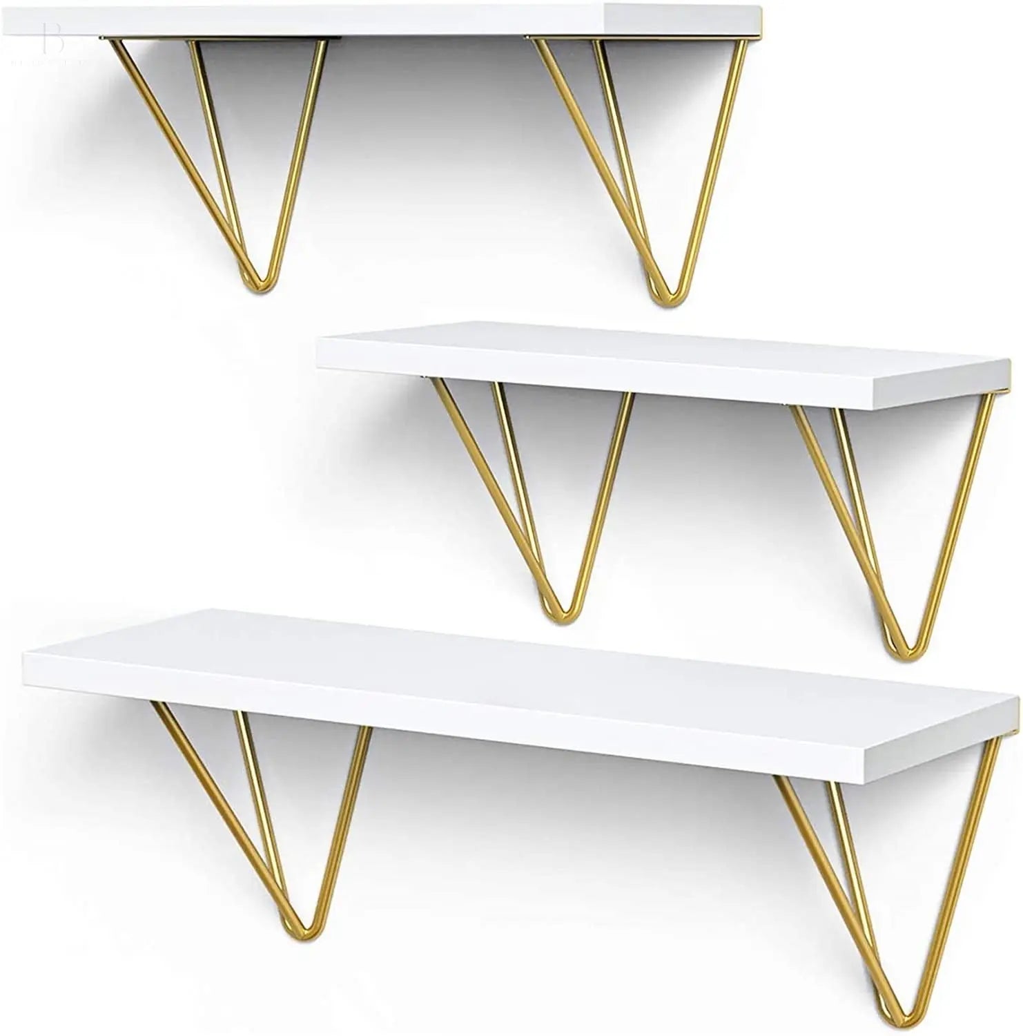 Set of 3 Modern Style Wooden Floating Shelves Branded