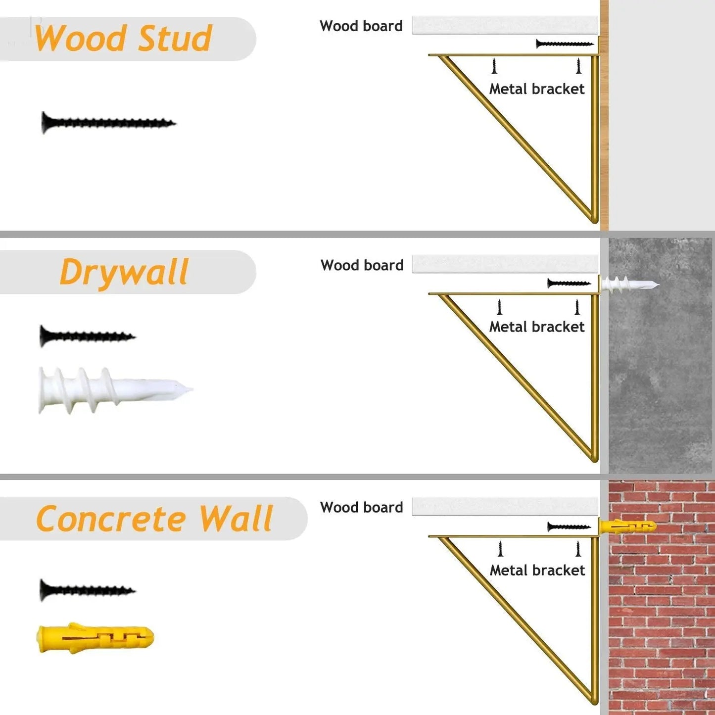 Set of 3 Modern Style Wooden Floating Shelves Branded