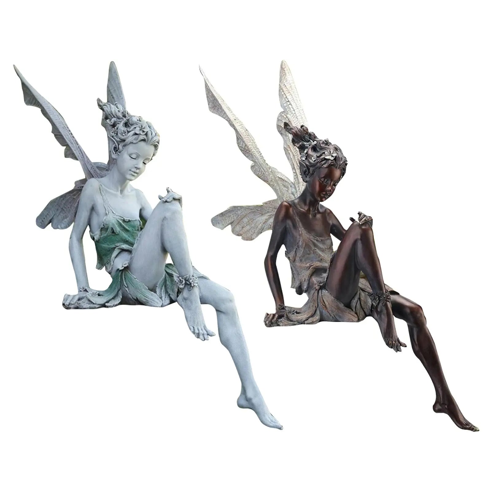 Tudor and Turek Resin Sitting Fairy Statue Garden Decorative Porch Figurine Angel Sculpture for Yard Home Garden Decoration BloomIris
