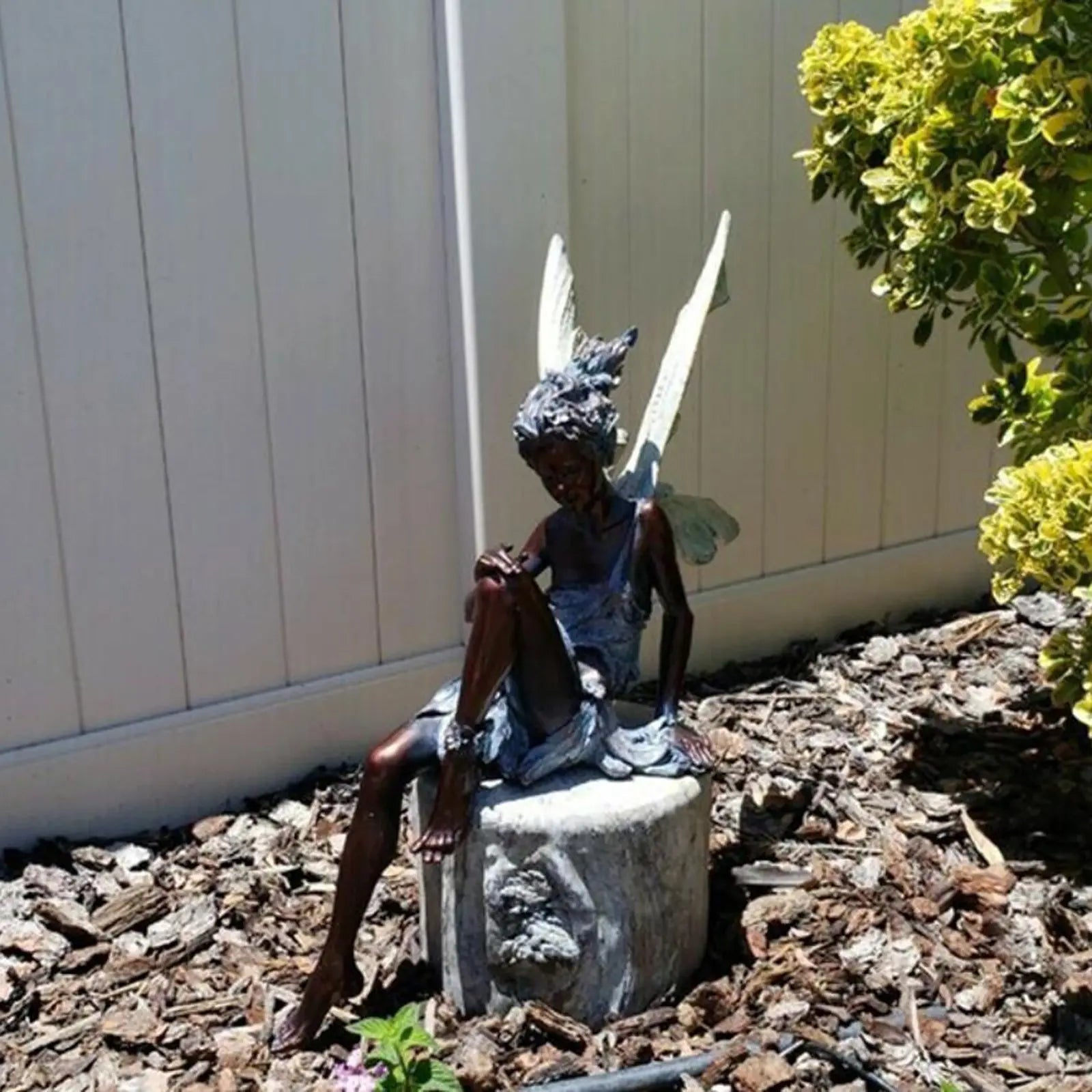 Tudor and Turek Resin Sitting Fairy Statue Garden Decorative Porch Figurine Angel Sculpture for Yard Home Garden Decoration BloomIris