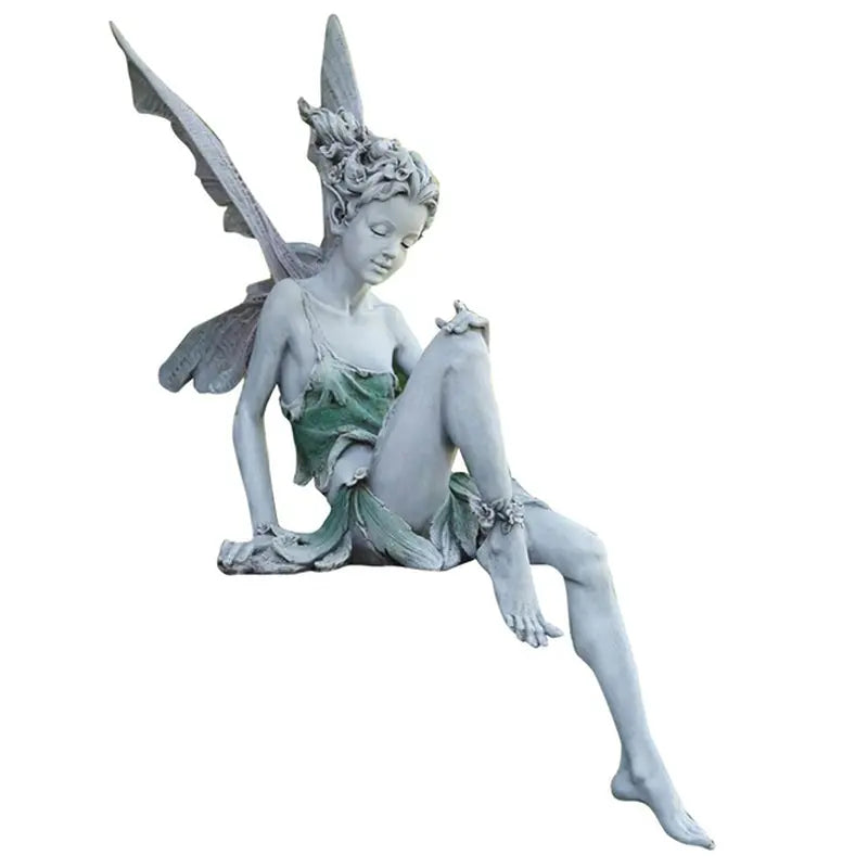 Tudor and Turek Resin Sitting Fairy Statue Garden Decorative Porch Figurine Angel Sculpture for Yard Home Garden Decoration BloomIris