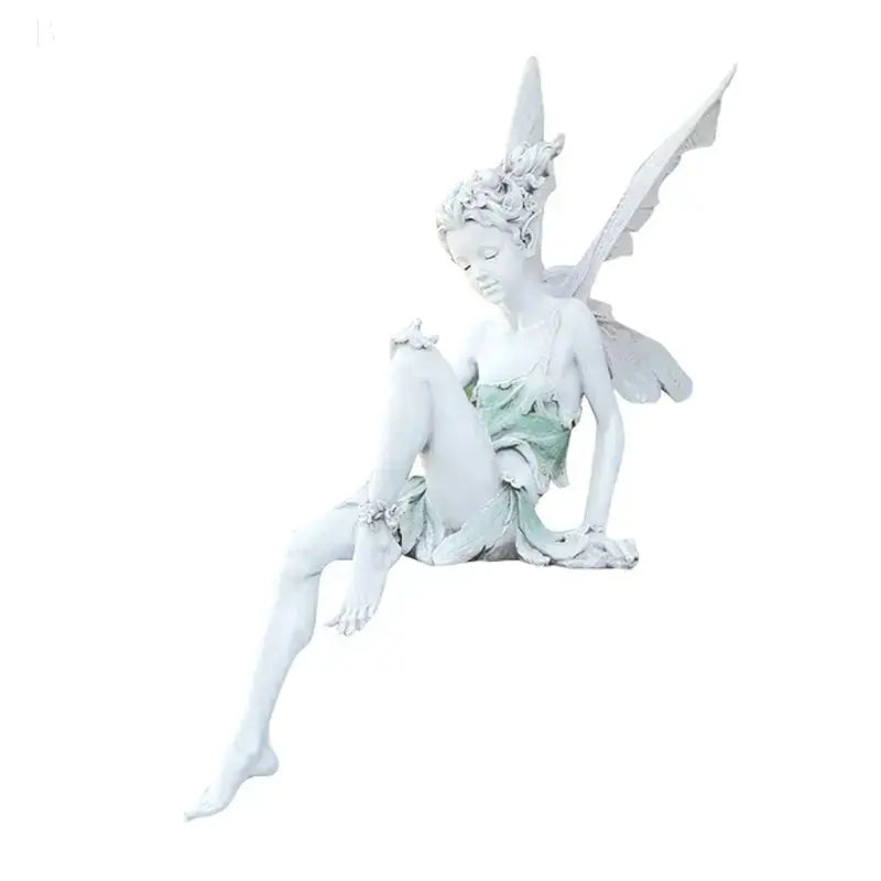 Tudor and Turek Resin Sitting Fairy Statue Garden Decorative Porch Figurine Angel Sculpture for Yard Home Garden Decoration BloomIris
