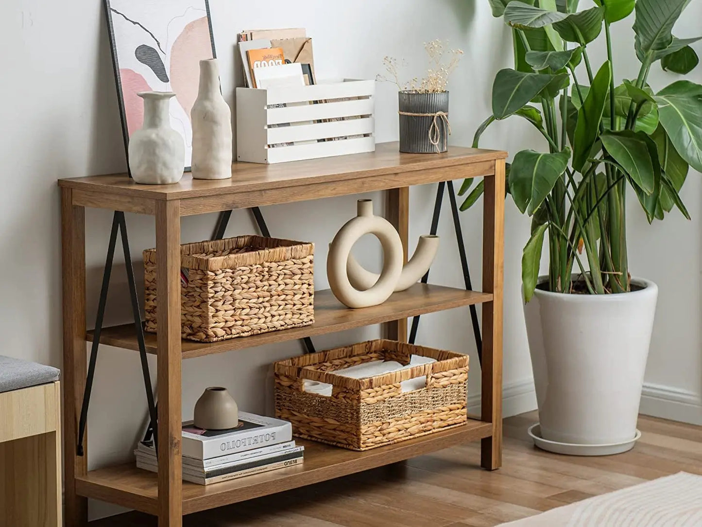 Water Hyacinth Storage Baskets, Rectangular Wicker Baskets with Built-In Handles, Medium, 13 X 8 ¼ X 7 Inches, 2-Pack BloomIris