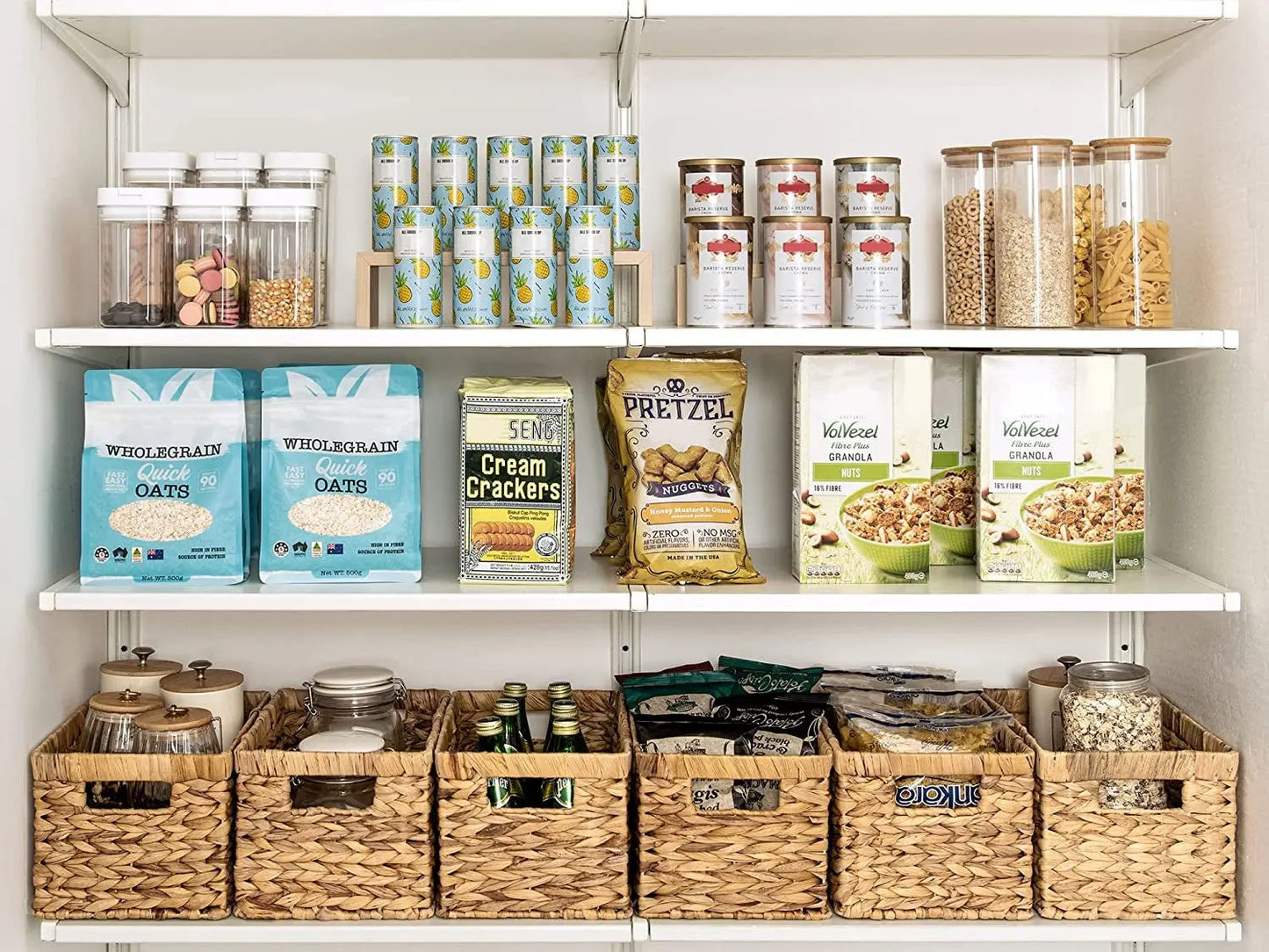 Water Hyacinth Storage Baskets, Rectangular Wicker Baskets with Built-In Handles, Medium, 13 X 8 ¼ X 7 Inches, 2-Pack BloomIris